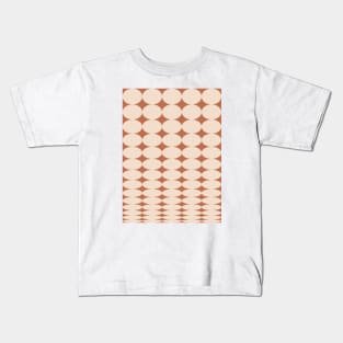 Retro Round Pattern - Brown Kids T-Shirt